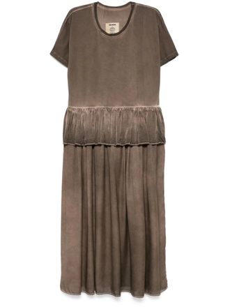 Uma Wang ruffle-detailed midi dress - Brown