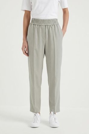 Brunello Cucinelli Light Grey Relaxed Linen Trousers, Brand Size 44 (US Size 10)