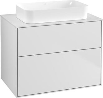 Villeroy & Boch Finion, Mobile Lavabo, 800 X 603 X 501 Mm, Angolare, Senza Foro Rubinetto, Modello Sospeso, In Legno, Laccato Bianco Opaco