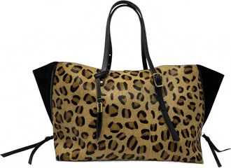Kempton & Co. Leopard Kingsbridge Tote In Must Black