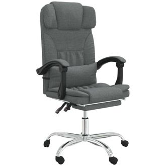 vidaXL Silla De Oficina Reclinable Con Masaje De Tela Gris Oscuro Vidaxl