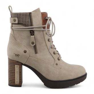 Mustang Womens Off-White High-Heeled Ankle Boots