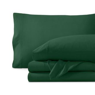 Bare Home Organic Cotton Jersey Sheet Set in Forest Green at Nordstrom, Size Twin X-Long