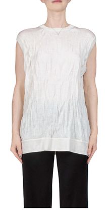Helmut Lang Unisex - Sleeveless Crushed Knit Top In Ivory
