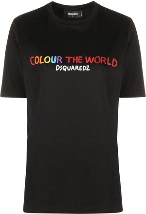 Dsquared2 slogan-print T-shirt - women - Cotton - M - Black