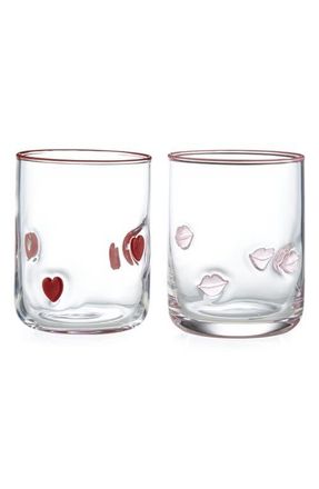 Godinger Set of 2 Coordinated Icon Glasses in Red at Nordstrom