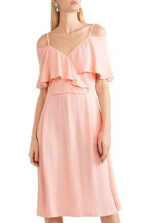 Paul & Joe Severiny Cold-Shoulder Pink Crepe de Chine Dress Size XS