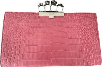 Alexander McQueen Pink Mock Croc Clutch