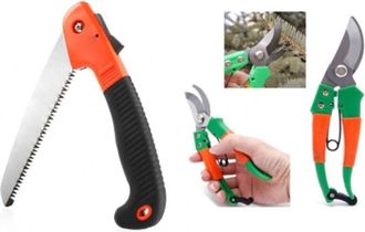 Trade Shop Trade Shop - Kit Sega A Mano Pieghevole + Cesoie Forbici Giardinaggio Per Potatura Manganese