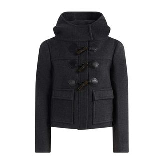 Ganni Jassen, Dames, Grijs, XS, Wol, Dufflejas Mini in Wol