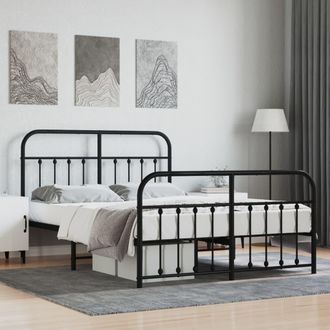 vidaXL Estructura Cama Sin Colch&oacute;n Con Estribo Metal Negro 140x200 Cm Vidaxl