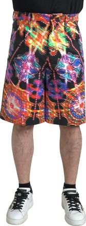 Dolce & Gabbana Mens Casual Shorts Multicolor Print - Black Cotton - Size EU 50 (Mens)