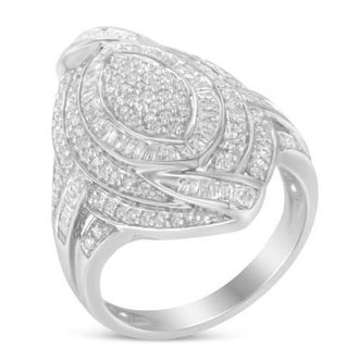 House of Brilliance Silver 1 1/8 Cttw Diamond Cluster Triple Halo Knot Cocktail Ring at Nordstrom, Size 6.75