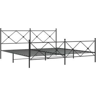 vidaXL Vidaxl - Estructura Cama Sin Colch&oacute;n Con Estribo Metal Negro 193x203 Cm