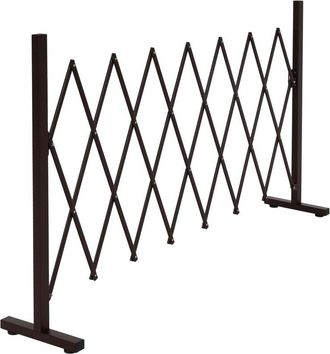 Hhg [nunca Usado] Barrera De Seguridad De Aluminio Hhg-390, Valla De Seguridad De Tijera, Acero Pivotante Telesc&oacute;pico 103x31-200x31cm, Marr&oacute;n