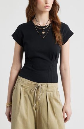 Treasure & Bond Pintuck Cotton T-Shirt in Black at Nordstrom, Size Xx-Small