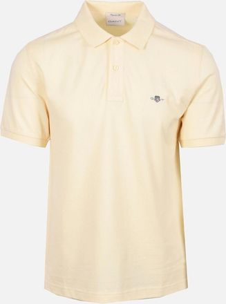 GANT Mens GANT REG SHIELD SS PIQUE POLO SHIRT VANILLA YELLOW - Tan - Size: 38