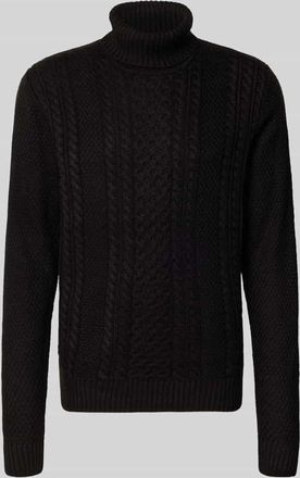 Jack & Jones Jack & Jones Rollkragenpullover mit Zopfmuster Modell PAUL in Black, Größe XXL