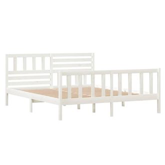 Berkfield Home Beautiful Bed Frame White Solid Wood 140x190 cm