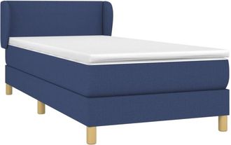 vidaXL Cama Box Spring Con Colch&oacute;n Tela Azul 80x200 Cm Vidaxl