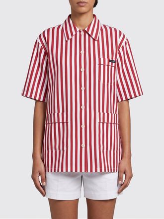 Dolce & Gabbana Striped Cotton and Silk Short-Sleeve Shirt with French Collar