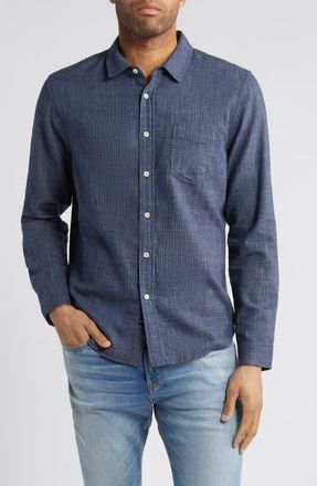 Rails Wyatt Crosshatch Cotton Button-Up Shirt in Navy Etch at Nordstrom, Size Xx-Large