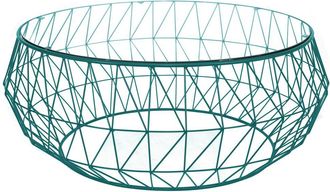 Leisure Mod Malibu Modern Round Glass Top Coffee Table With Metal Base