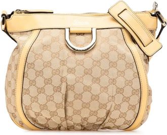 Gucci Borsa a tracolla Abbey in tela GG con anello a D 2000-2015 - Marrone