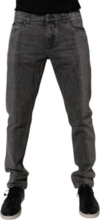 Dolce & Gabbana Mens Straight Leg Jeans - Grey Cotton - Size EU 50 (Mens)
