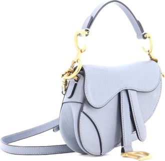 Dior Saddle Handbag with Strap Leather Micro shoulder bag - Blauw