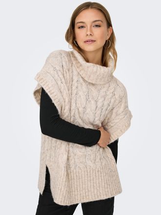 Only Strickpullover ONLY ONLIDA LIFE SL ROLLNECK VEST CC KNT, Damen, Gr. S, birch detail:melange, Strick, Obermaterial: 82% Polyester, 14% Polyacryl, 4% Wo