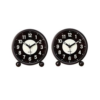 OEM 2 Relojes Despertadores Redondos De 4 Pulgadas Con Luz, Reloj De Mesa Anal&oacute;gico Silencioso, Sin Tictac, Funciona Con Pilas Y Tiene Una Alarma Potente 