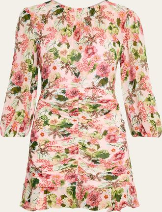 Saloni Astrid Ruched Floral Mini Dress