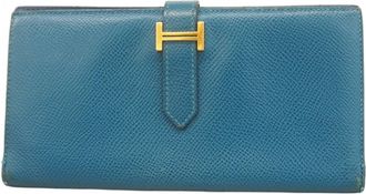 Herm&egrave;s Deep Blue Epsom Leather Long Wallet (Bi-Fold) (Pre-Owned)
