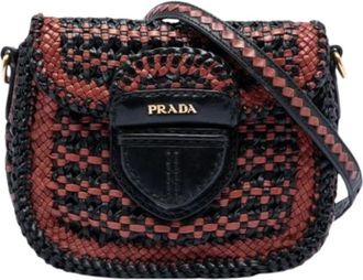 Prada Pre-owned Cross Body Bags, female, Red, Size: ONE SIZE Pre-owned Woven Crossbody Bag