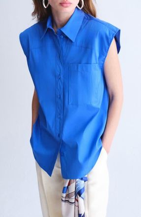 Mango Poplin Shirt in Blue at Nordstrom, Size 4