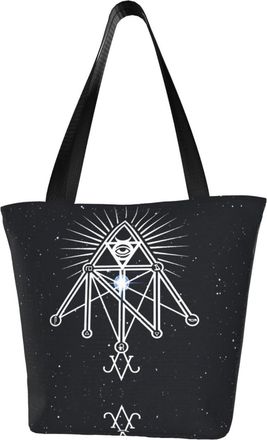 AOOEDM Illuminati Occult Geometric Reusable Tote Bag Women Casual Handbag Shoulder Bags for Shopping Groceries Travel Outdoors