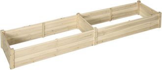 OUTSUNNY Fioriera Rialzata in Legno di Abete con 2 Sezioni e Fondo Aperto