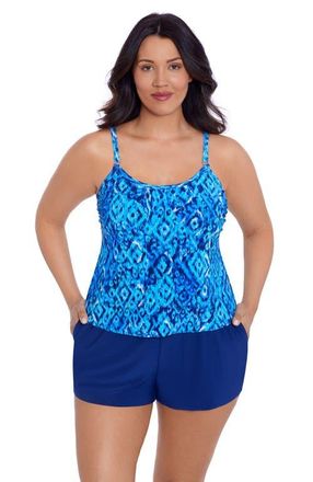 Trimshaper Farrah Scoopneck Swim Romper in Bali Brocade at Nordstrom, Size 12
