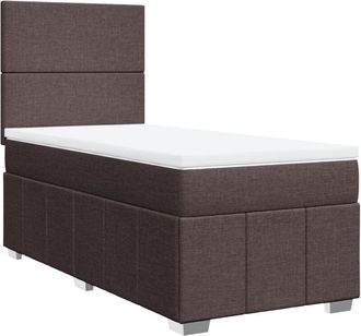 vidaXL Cama Box Spring Con Colch&oacute;n Tela Marr&oacute;n Oscuro 80x200 Cm Vidaxl