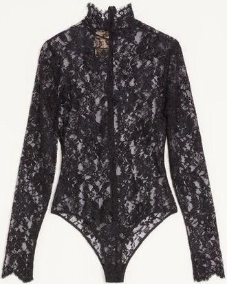 Valentino Body In Pizzo Floreale Donna NERO XL