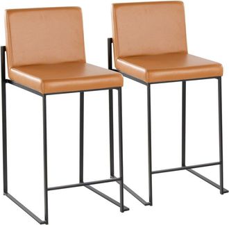 LumiSource Grand View Set Of 2 Fuji High Back 26In Fixed-Height Barstools