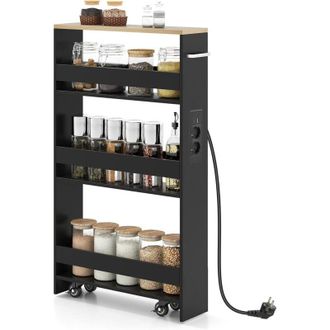 Costway COSYWAY Carrello Portaoggetti da Cucina, Scaffale con Maniglia Laterale e Ruote, Carrello Salvaspazio con 3 Scaffali Stretti, 47,5x13x80,5 cm