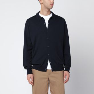 John Smedley Strickjacke aus marineblauer Wolle