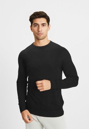 Jack & Jones Rundhalspullover JACK & JONES EMIL KNIT, Herren, Gr. XXL, schwarz, Obermaterial: 60% Baumwolle, 20% Nylon, 20% Viskose, normal, Rundhals, Pullover Run