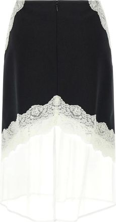 Jil Sander Gonna midi con inserti in pizzo - Nero