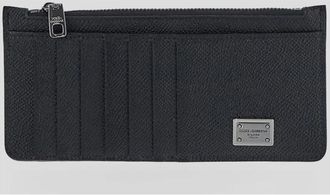 Dolce & Gabbana Verticale Kaarthouder met Rits - Heren - Portefeuilles - Zwart - ONE Size - Leer - Accessoires