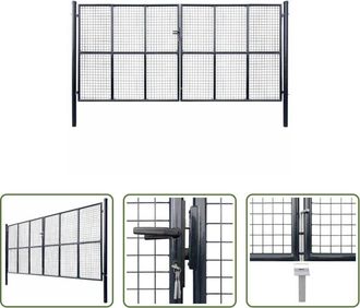 vidaXL Cancelletto in acciaio zincato - Cancello da Giardino in Rete di Acciaio Zincato 400x175 cm Grigio