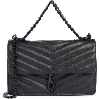 Rebecca Minkoff Edie Chevron Quilted Leather Shoulder Bag in Black at Nordstrom Rack