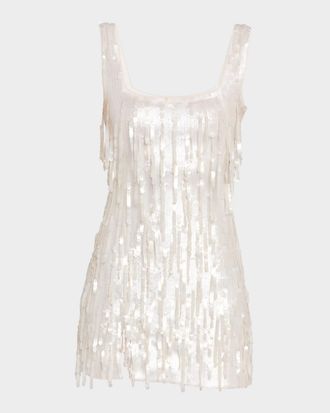 Staud Le Sable Sequined Fringe Mini Dress